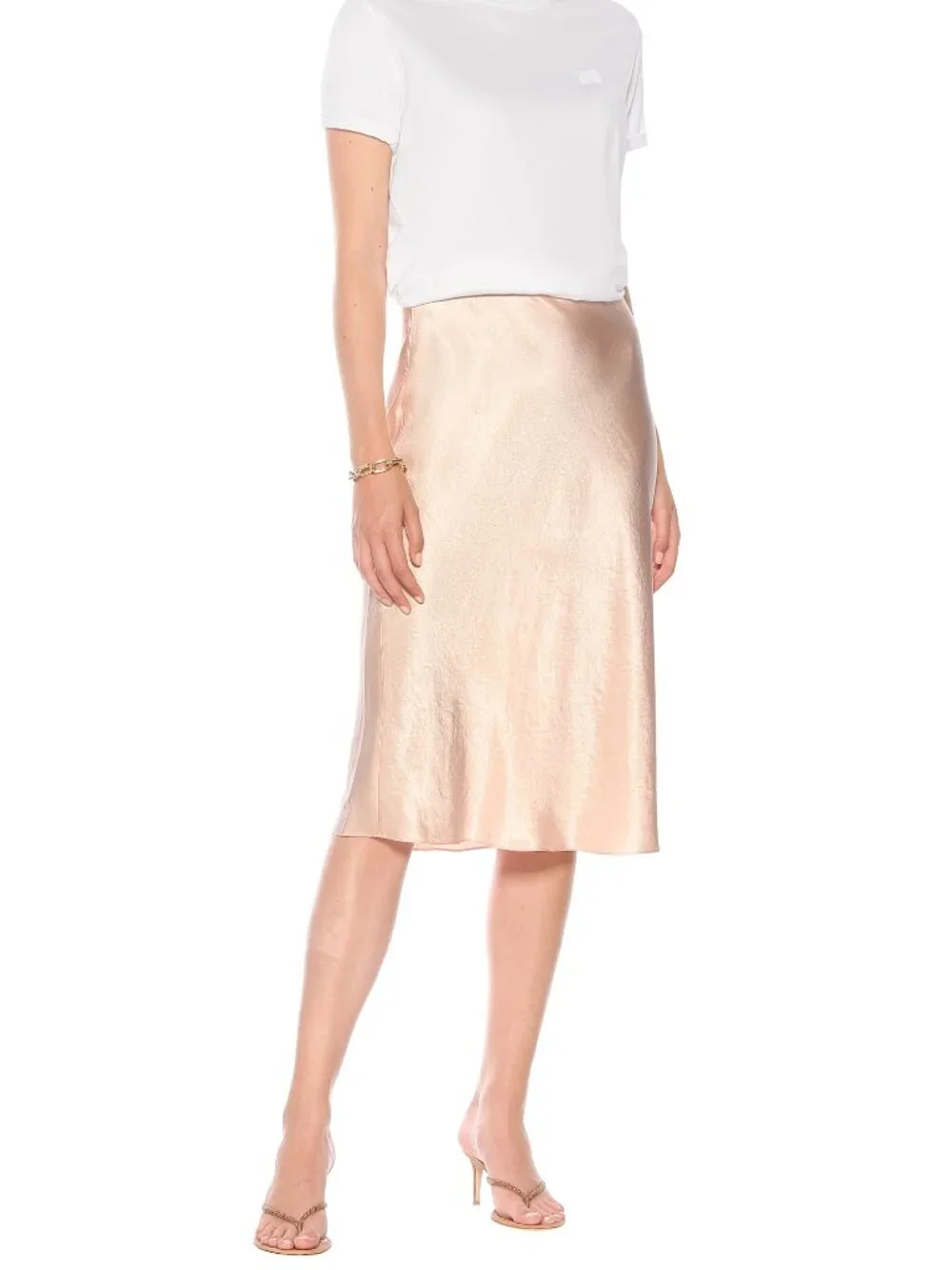 NWT Vince Satin Midi Slip Skirt in Lychee Size S $265 See Matching Flats! - Picture 7 of 15
